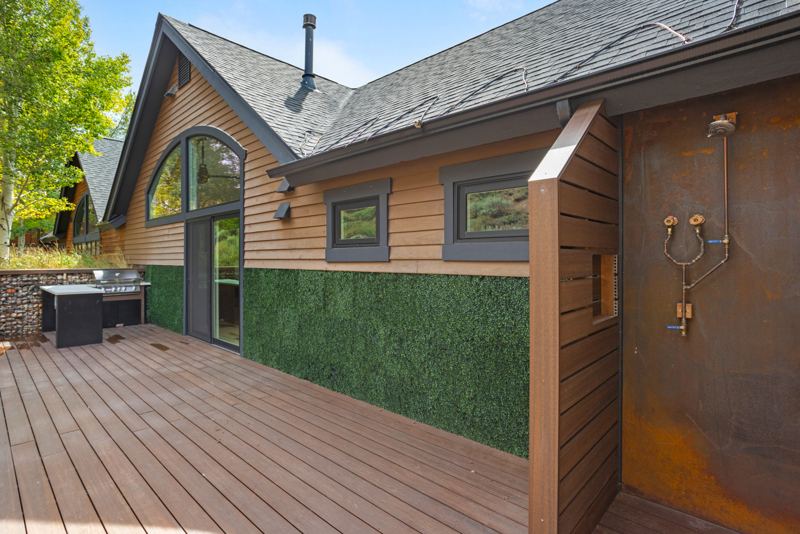 Upper deck with grill and outdoor shower