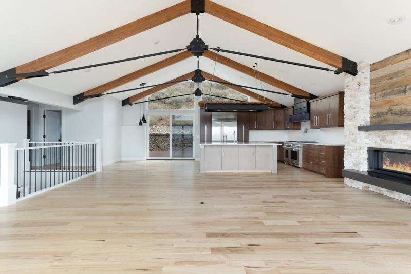 Open living, dining, and kitchen