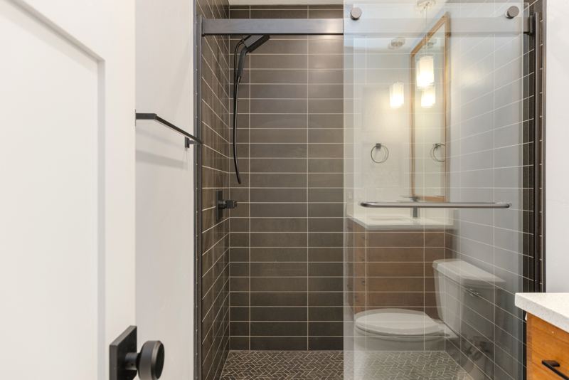 Tiled walk-in shower